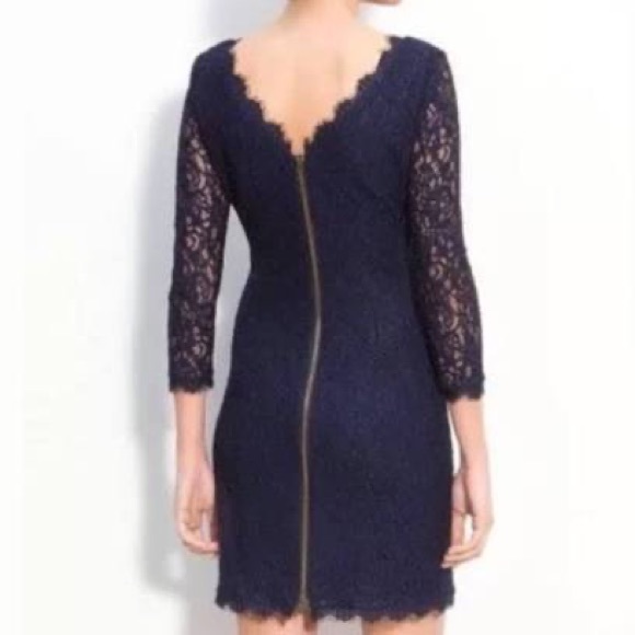Adrianna Papell Navy Lace Sheath Dress - Picture 3 of 6